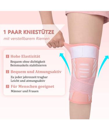 Buy Knee Bandage for Men & Women - 2 Adjustable Knee Supports with Anti-Slide Silicone for Sports & Joint Pain Relief (Pink M) - Buy Online on GoSupps.com