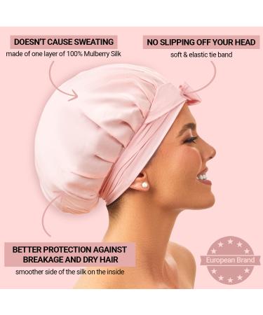 Premium Mulberry Silk Bonnet - Adjustable & Breathable Sleep Cap for Curly Hair - Buy Online on GoSupps.com