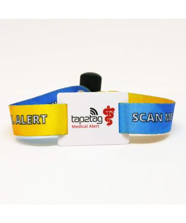 Tap2Tag Fabric Medical Alert Wristband Scannable with NFC