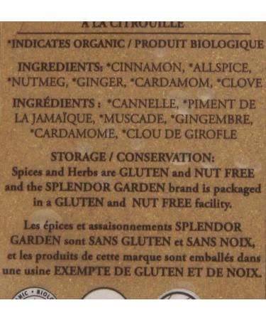 Splendor Garden Organic Pumpkin Pie Spice 454g - Buy Online on GoSupps.com