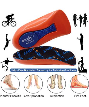 SQHT Heel Cups for Pain Relief | 3/4 Shoe Insoles for Men (8-13) | Ideal for Plantar Fasciitis Heel Spurs & Achilles Tendonitis - Shock Absorbing Comfort - Buy Online on GoSupps.com