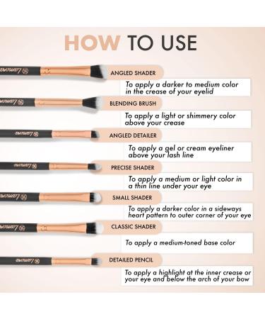 7-Piece Vegan Eye Brushes Set - Eyeshadow, Eyeliner, Blending, Crease Kit - Rose Gold Makeup Essentials for Longer-Lasting, Better Application - Buy Online on GoSupps.com