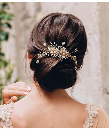 SWEETV Gold Wedding Hair Comb for Women - Pearl Bridal Hair Accessories - Buy Online on GoSupps.com