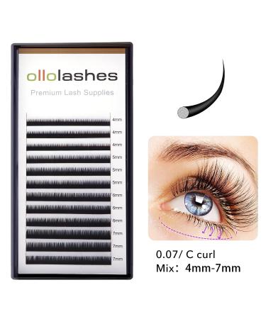 Bottom Eyelash Extensions C Curl 0.07mm Mix4-7mm Black Color - 4mm, 5mm, 6mm, 7mm | Bottom Lashes - Buy Online on GoSupps.com
