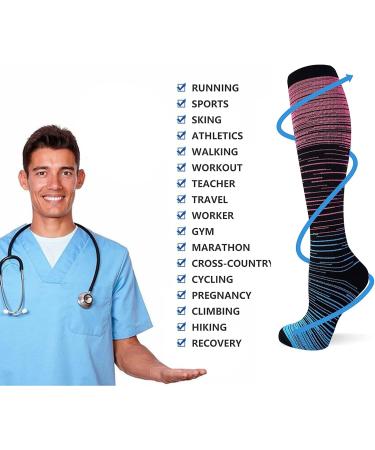 Gebin 4 Pair Compression Stockings for Men & Women - 15-20 mmHg Knee Socks for Sports Running Travel - Size S/M - Buy Online on GoSupps.com