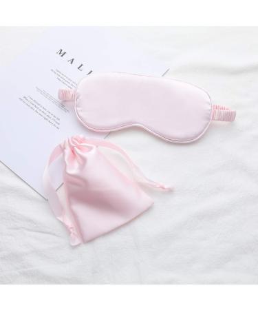 Natural Silk Sleep mask Super-Smooth & Soft Eye Mask Comfortable and Breathable with Elastic Strap Headband for Night Sleeping Travel Nap (Pink)