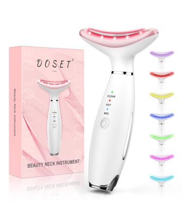Anti rinkles Facial Massager Red-Light-Therapy-for-Face and Neck Face culpting Tool with 7 Color at-Home Face Tool for Skin Care (White)