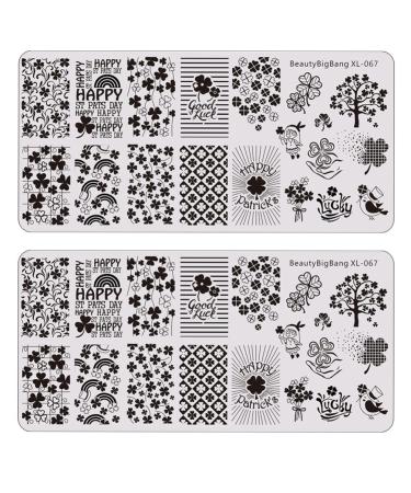 Sevacc Nail decoration 2 Patricks Day Nail Stamping Template Template Manicure Stamping Punching Plates Templates Manicure Tool Nail Art Plates Set For Patrick's Day Diy Nagel Tools