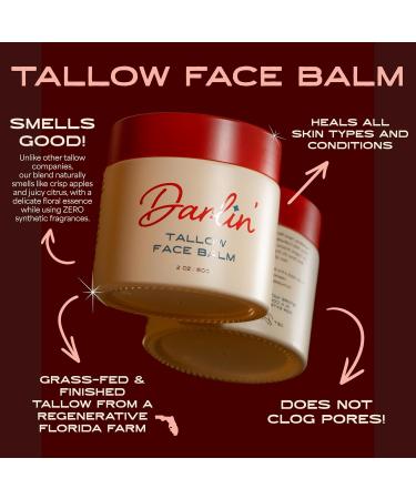 Darlin Skincare Tallow Face Balm - Organic Grass-Fed Moisturizer for Glowy Skin | Nontoxic Beauty for Acne Eczema & Rosacea - Buy Online on GoSupps.com