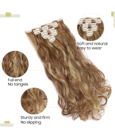 S-noilite 24 Curly Clip in Hair Extensions - Light Brown & Ash Blonde - 8 Piece Full Head Set - Buy Online on GoSupps.com