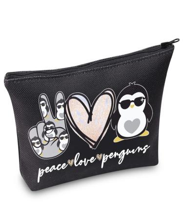 WZMPA cosmetic bag with penguin motif penguin lover gift peace love penguin make-up zipper bag for animal lovers peace penguins