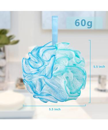 Aquior Shower Puff Loofahs Bath Sponge 60g/PCS - Extra Large Mesh Pouf for Big Full Lather - Green Blue Style01 - Buy Online on GoSupps.com