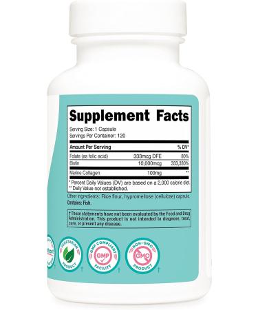 Nutricost Biotin for Women 10,000mcg 120 Capsules with Folate & Collagen - Gluten-Free, Non-GMO - Buy Online on GoSupps.com