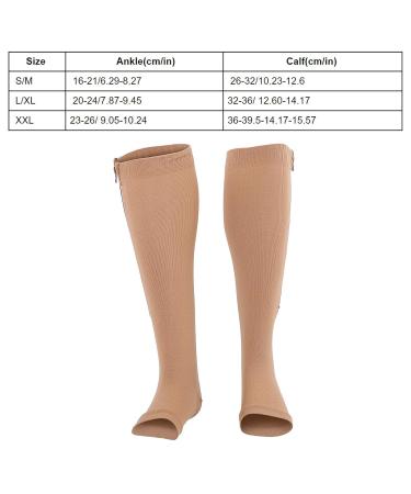 Buy Compression Stockings with Zipper - Open Toe for Edema & Pregnancy Relief | L/XL Size - International Shipping Available - Buy Online on GoSupps.com