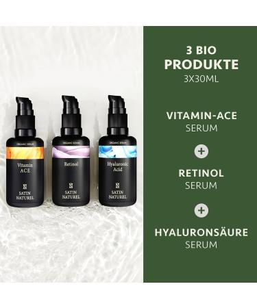 Beauty Set: Hyaluron Vitamin C & Retinol Serum (3x30ml) - Anti-Aging Anti-Acne & Moisturizing Vegan Skincare - Perfect Wellness Gifts & Cosmetics for Women - Buy Online on GoSupps.com