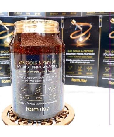 Farmstay 24K Gold & Peptide Prime Ampoule 250ml - Whitening & Wrinkle Improvement | Korean Cosmetics - Buy Online on GoSupps.com