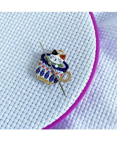 Cute Cartoon Cup Cat Needle Minders - 2 Pieces Magnetized Cross Stitch Embroidery Holders - Buy Online on GoSupps.com