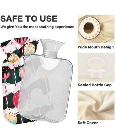 Naanle Striped Sweet Hot Water Bottle with Cover - 1L Transparent Warm Water Bottle for Pain Relief & Heat Therapy | Ideal for Bed Hands & Feet - Buy Online on GoSupps.com