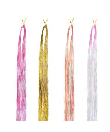 Hair Sparkles Pet Fiber Braided Hair Rope Hair Dye Colored Rope Glitter Hair Extension for Pool Parties New Year Party Hair Tinsel