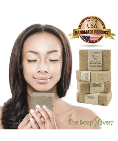 Oatmeal & Honey Goat Milk Soap Bars - Pack of 4 | All Natural, Unscented, Handmade in USA | Ideal for Sensitive Skin | SLS & Paraben Free - Buy Online on GoSupps.com