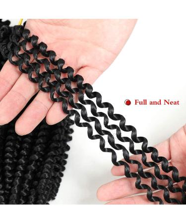 Fluffy Spring Twist Hair 6 Packs 8 inch Crochet Extensions | Synthetic Braiding Hair 55g 15 Strands | 1B Color - Pack of 6 - Buy Online on GoSupps.com