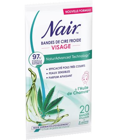 NAIR - Cold Wax Strips with Hemp Oil Extract 97% Natural Origin NaturAdvanced Technology 20 Strips - Buy Online on GoSupps.com