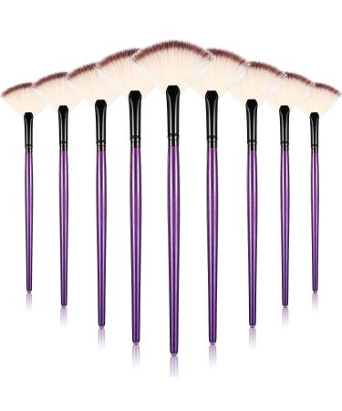 9 Pieces Facial Brushes Fan Mask Brushes Soft Facial Applicator Brushes Tools for Peel Glycolic Mask Makeup for Mud Cream (Purple and Black)