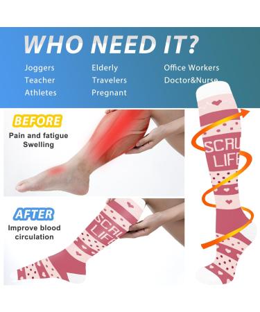 Actinput Compression Stockings for Men & Women - 4 Pairs Colorful Support Socks for Sports Travel Running & Cycling - Size L-XL - Buy Online on GoSupps.com