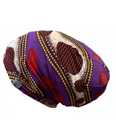 Fairy Black Mother Day & Night Adjustable Hair Cap Satin Bonnet Alternative for All Hair Styles Dreadlocks Locs & Braids(Afri purpleprint Medium) Medium (Pack of 1) Afri Purple Print