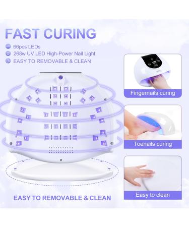 NXJ INFILILA 268W UV Nail Light Faster UV Light for Gel Nails UV Nail Lamp with 66 Beads Professional Flash Cure Gel Nail Lamp Compatible with All Gel Types for Home and Salon - Buy Online on GoSupps.com