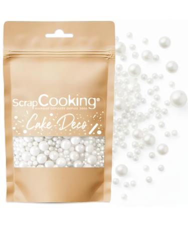 ScrapCooking ScrapCooking - Pearlescent Sugar Pearls 60g - Edible Cake Decoration - Cute Decorative Pearls and Sprinkles - For Desserts Cakes and Cupcakes - Christmas Birthday - White - 7470