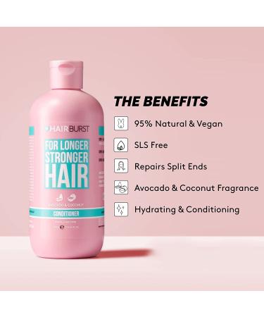 Hairburst Hair Growth Conditioner for Women - Reduces Hair Loss, Strengthens Growth - SLS and Paraben-Free - Coconut & Avocado Aroma - 350ml - Buy Online on GoSupps.com