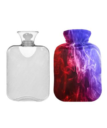 Abstract smoke violet red hot water bottle 2l winter hot water bottle hot water bottle soft plush cover hand feet warmer for children men women