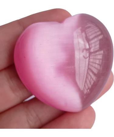 Manekieko Pink Cats Eye Heart - 40mm Carved Love Stone | Healing Crystals for Worry & Relaxation | International Shipping - Buy Online on GoSupps.com