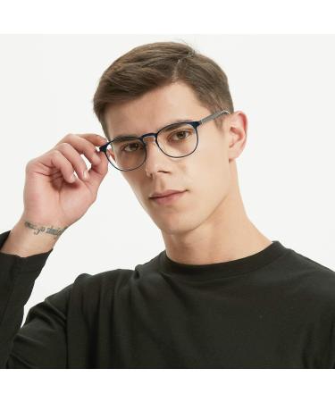 FEIYOLD Blue Light Blocking Glasses 2Pack - Retro Round Anti Eyestrain Computer Gaming Glasses for Women/Men (Leopard+Blue) - Buy Online on GoSupps.com