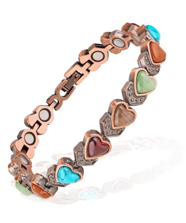 Copper Bracelet for Women Magnetic Copper Bracelets Magnetic Turquoise Copper Bracelets with Adjust Tool Heart Shape