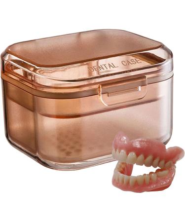 Prosthesis Cleaning Case | Container for False Teeth with Drainage - Ideal for Dentures Bridges & Braces - Apricot - Buy Online on GoSupps.com