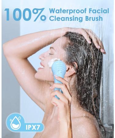Jack&Rose Sonic Silicone Face Scrubber - Waterproof Electric Facial Cleansing Brush for Sensitive Skin - Inductive Charging Face Exfoliator (Sky Blue) - Buy Online on GoSupps.com