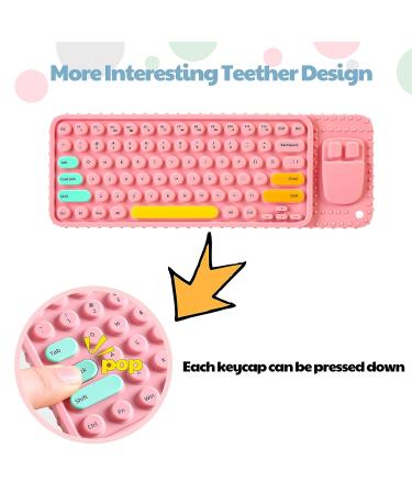 Soft Silicone Keyboard Teether | Baby Teething Toys for Infants and Toddlers (Pink) - Buy Online on GoSupps.com