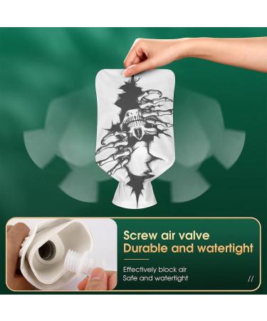 Black White Skull Hot Water Bottle with Plush Cover - Hand Warmer for Adults & Kids | 26.5x15.3cm - Ideal for Comfort & Relaxation - Buy Online on GoSupps.com