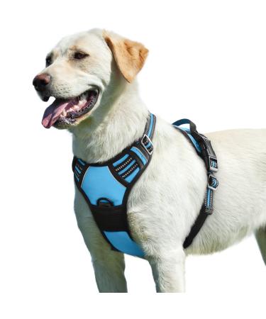 Eagloo dog harness Large dogs anti -train dog harness with reflex strips and control adjustable and adjustable dish Dog large chest harness for Labrador light blue L l (1 Pack) light blue