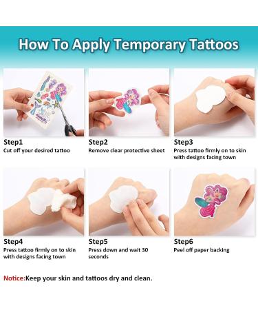 Whaline Mermaid Temporary Tattoos for Kids - Glitter Mermaid Waterproof Body Stickers - Ocean Theme Party Decoration - 8 Sheets - Buy Online on GoSupps.com