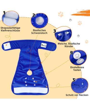 Slowton Washable Dog Diapers for Bitches | Eco-Friendly Soft Adjustable Incontinence Pants in Black Gray & Blue - Size M - Buy Online on GoSupps.com