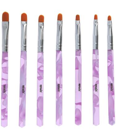 99nails Gel Brush Pink Handle Set of 7 Acrylic Nail Art Brushes Nail Design UV Gel Synthetic Hair Nail Gel Color Gel Nail Modelling