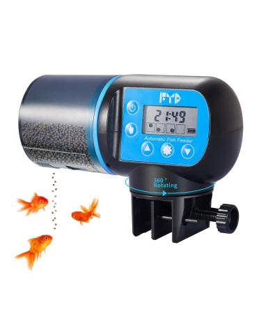 Auto Fish Feeder for Aquarium, FYD Automatic Fish Feeder Food Timer Dispenser for Small Fish Tank, Vacation, Goldfish, 4 Feeding Time/Rotation Adjustable