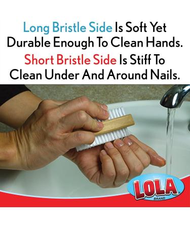 Lola Hand & Nail Brush | Dual-Sided Soft & Stiff Bristles | Wooden No-Slip Grip | Clean Hands and Fingernails - Buy Online on GoSupps.com
