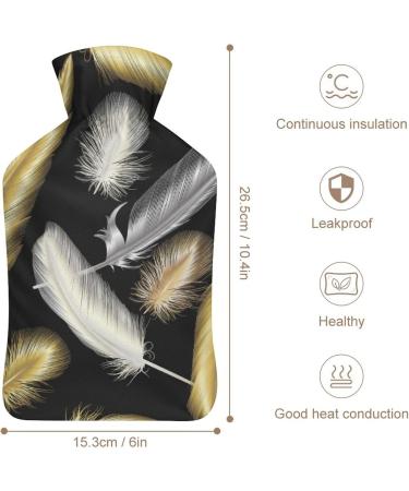 Golden Feather Hot Water Bottle with Plush Cover | Hand Warmer for Adults & Children | 26.5x15.3cm - International Shipping - Buy Online on GoSupps.com