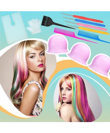 Silicone Hair Highlighting Cap - Reusable Dye Tools with Metal Hook (Purple/Pink) - Buy Online on GoSupps.com
