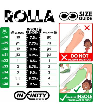 Crazy Skates Rolla Roller Skates - Sneaker-Style Kids Quad Skates Black US 2 | EU 33 - Buy Online on GoSupps.com