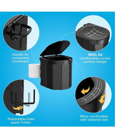 PAHTTO Portable Camping Toilet with Lid and Paper Holder - Beach Black | For Adults on Camping, Hiking, Fishing Trips | Includes Carry Bag - Buy Online on GoSupps.com